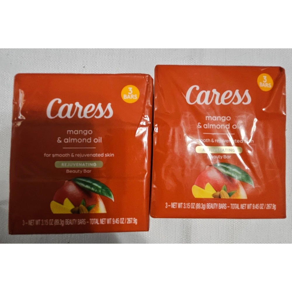 Caress Mango & Almond‎ Oil Rejuvenating Bar Soap 3.15 Oz. Each 3-Pack - Lot Of 2